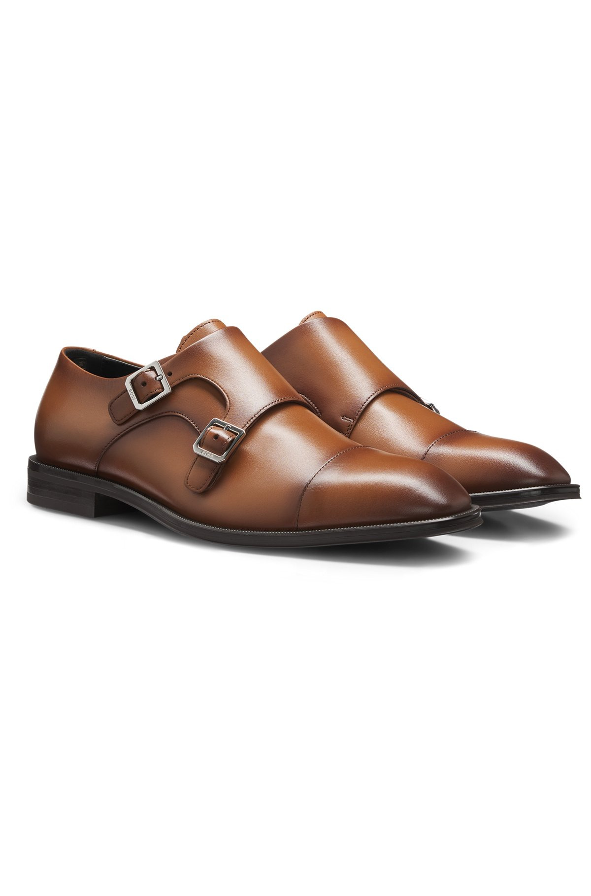 LEATHER DOUBLE-MONK SHOES WITH CAP TOE - 2