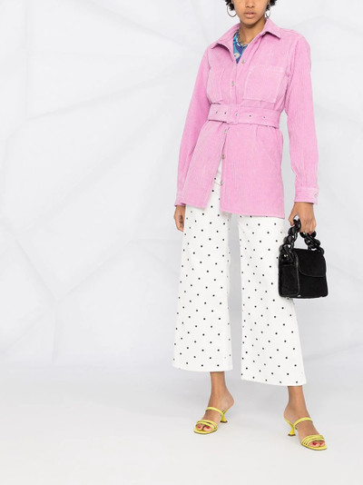 MSGM belted-waist corduroy shirt jacket outlook