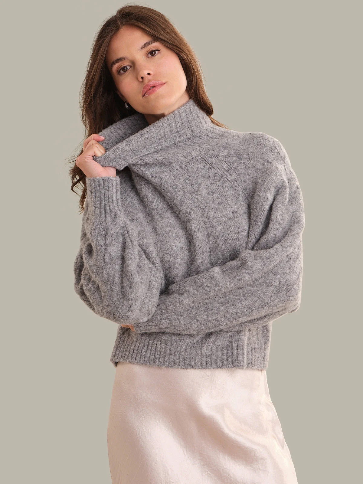 Pearl: Alpaca Cable Knit Turtleneck Sweater - 1