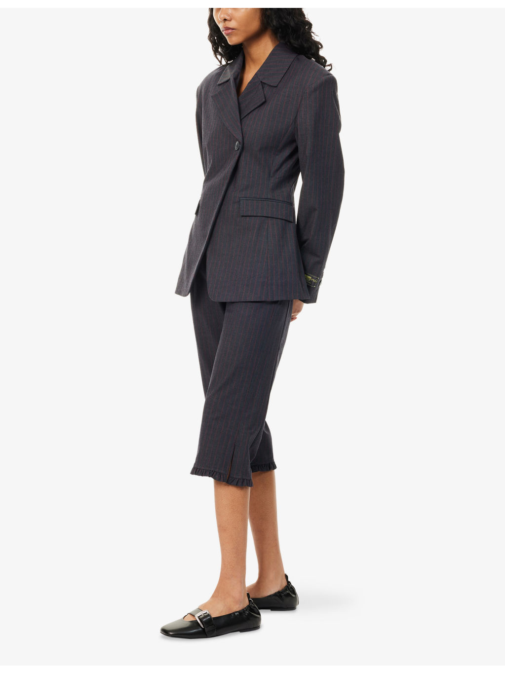 Striped Tailored Woven Capri Trousers - 2