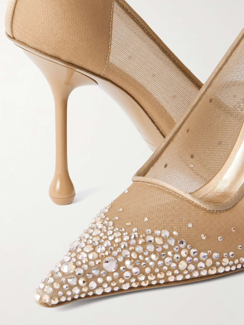 Ixia satin-trimmed crystal-embellished mesh pumps 4