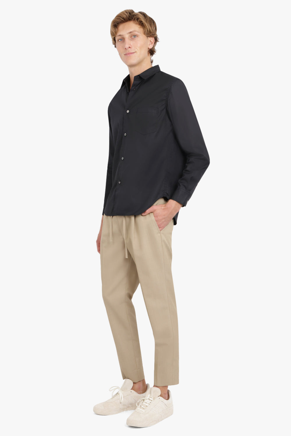 COTTON SHIRT WITH TRIM DETAIL | BLACK - 2