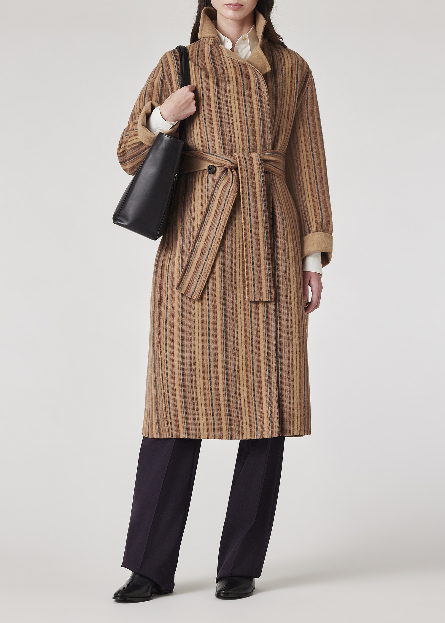 Women's Wool Reversible 'Signature Stripe' Cocoon Coat - 5