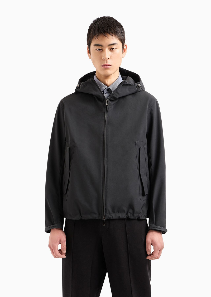 Blouson with nylon hood and backed knit 2