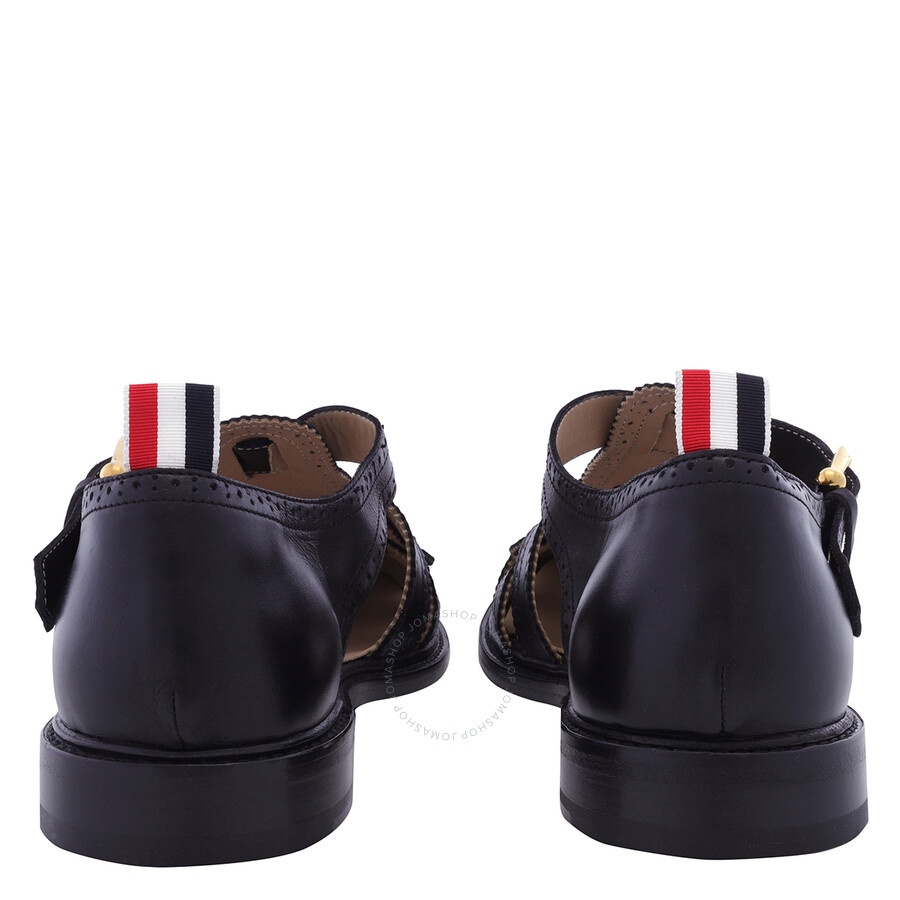 Thom Browne｜SANDALS (MFL097A 05584 001) Thom Browne Men's Black Vitello Calf Fisherman Brogued