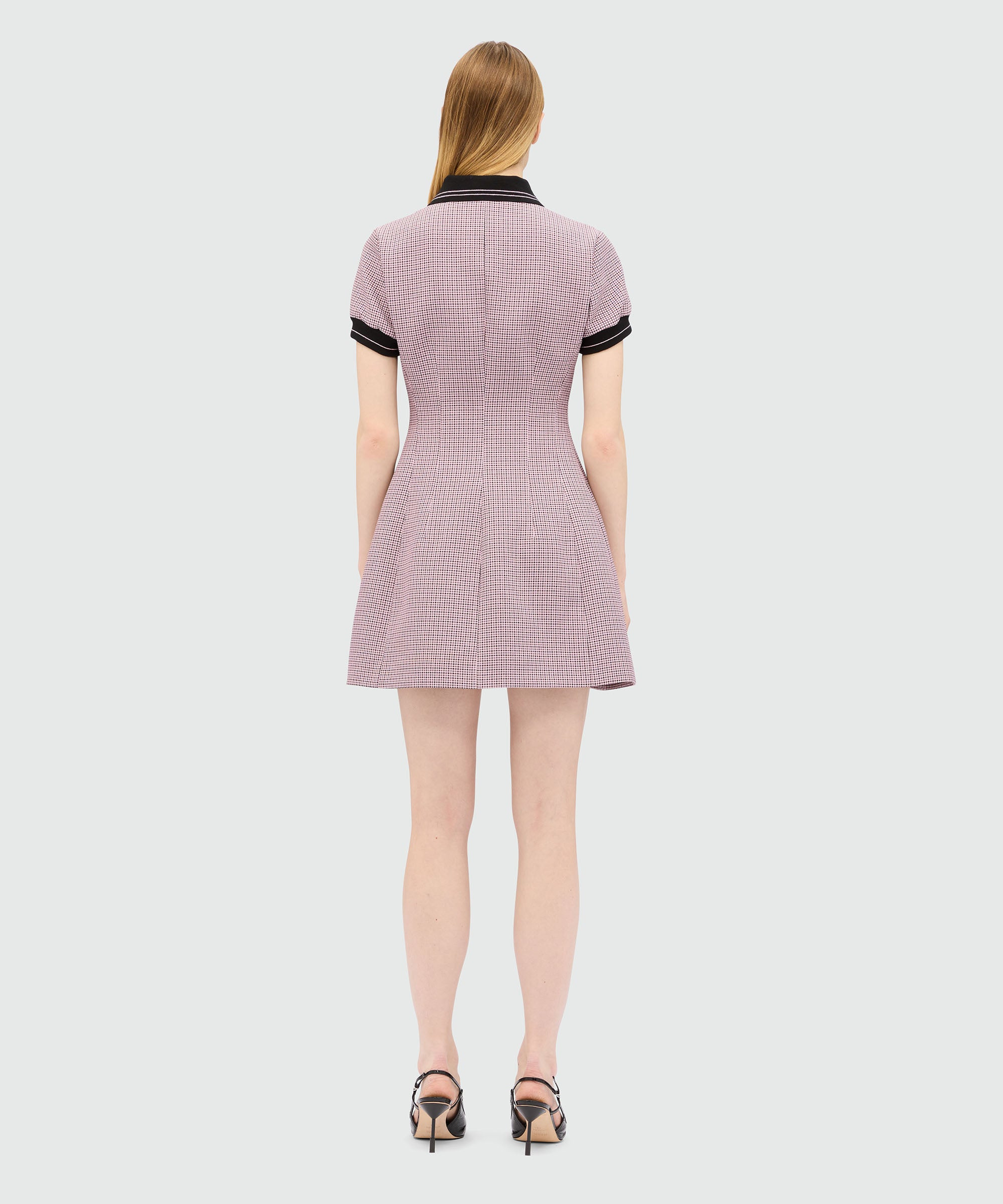 Pink mini dress with check pattern - 3