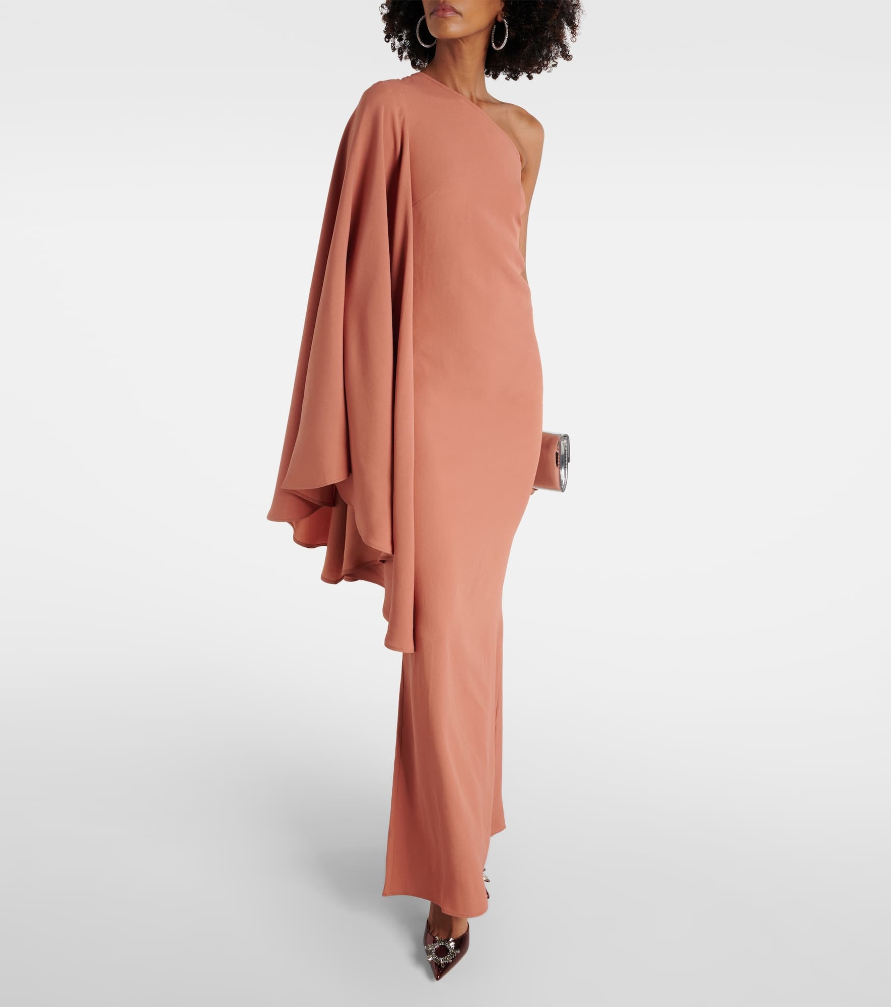 Sifnos one-shoulder crêpe cady gown - 2