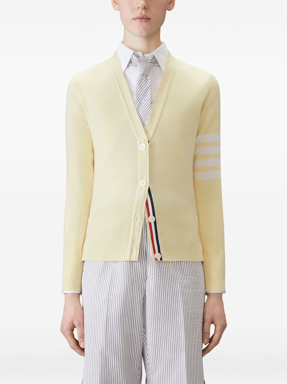 four-bar V-neck cardigan - 3