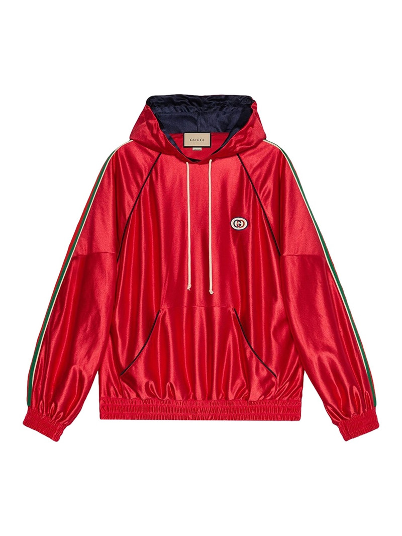 Web high-shine drawstring hoodie - 1