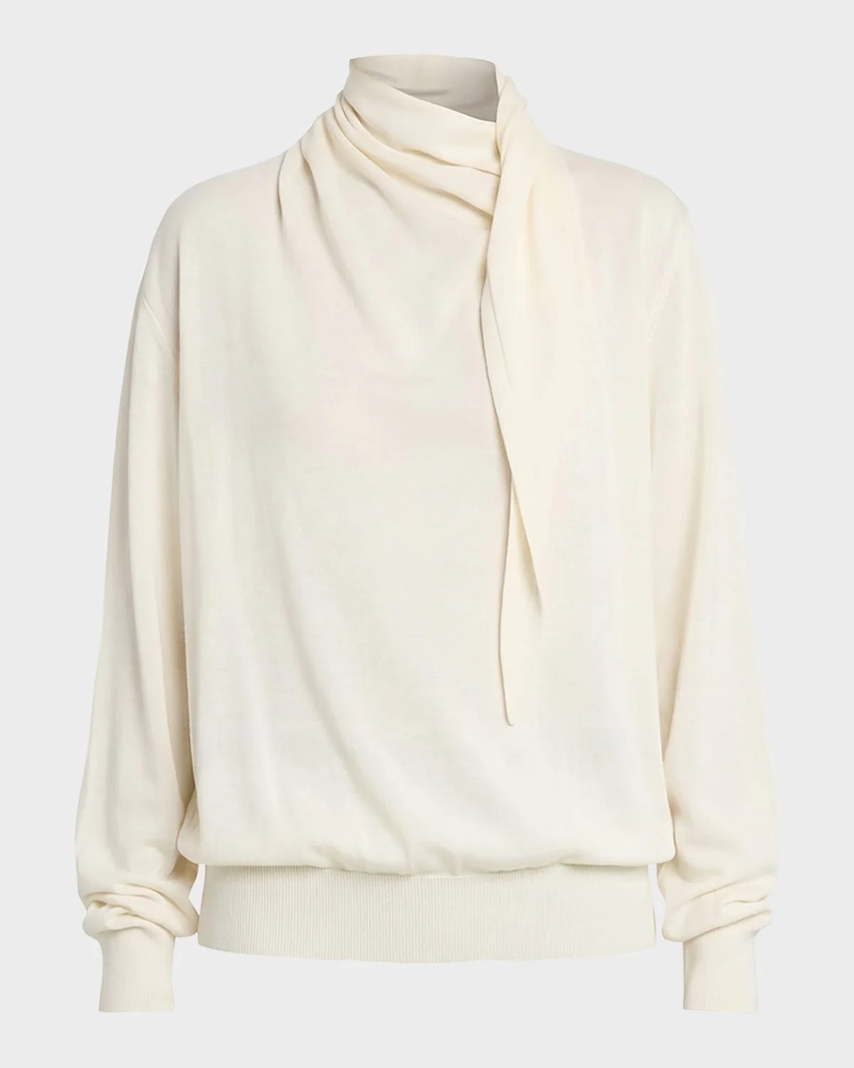 Draped Neck-Scarf Oversized Sweater - 1