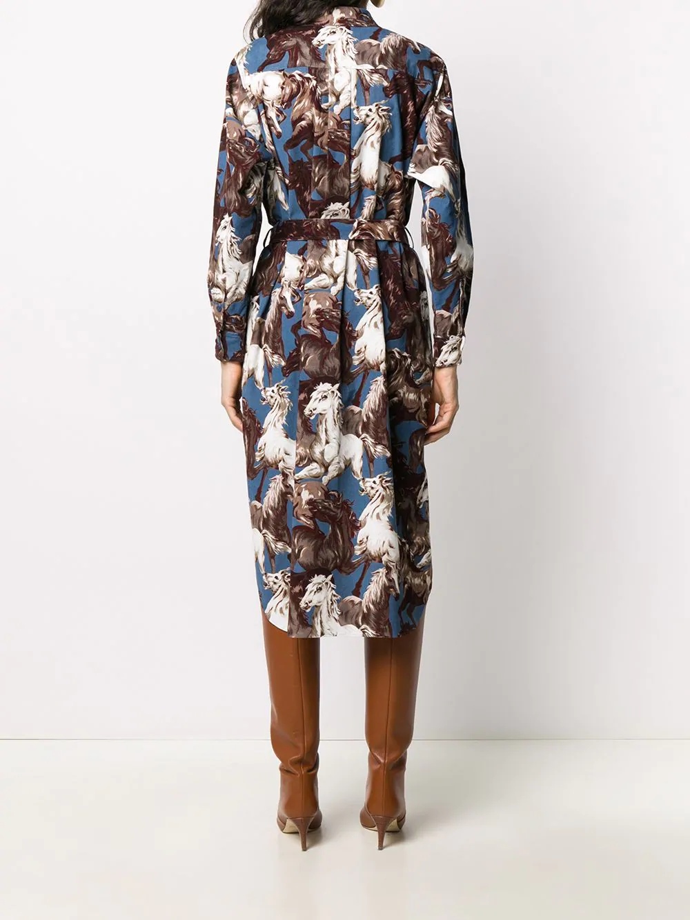 horse-print shirt dress - 4