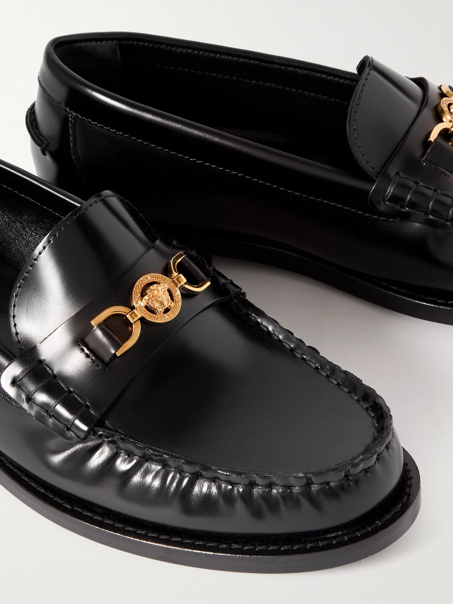 Embellished leather loafers Black - 4