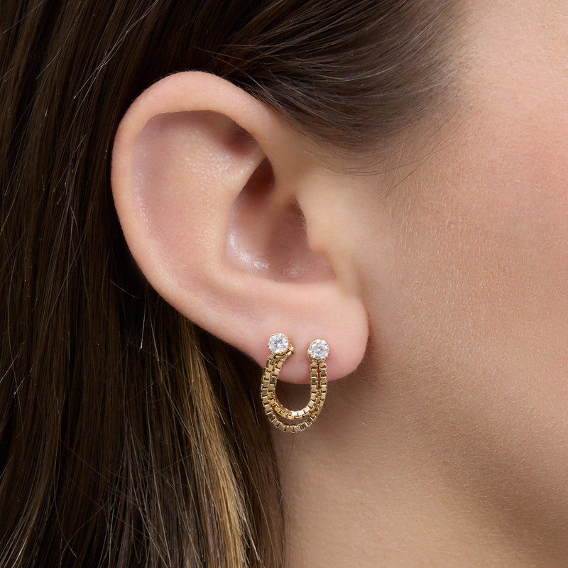 STONE AND STRAND Double Block Chain Connector Earring outlook