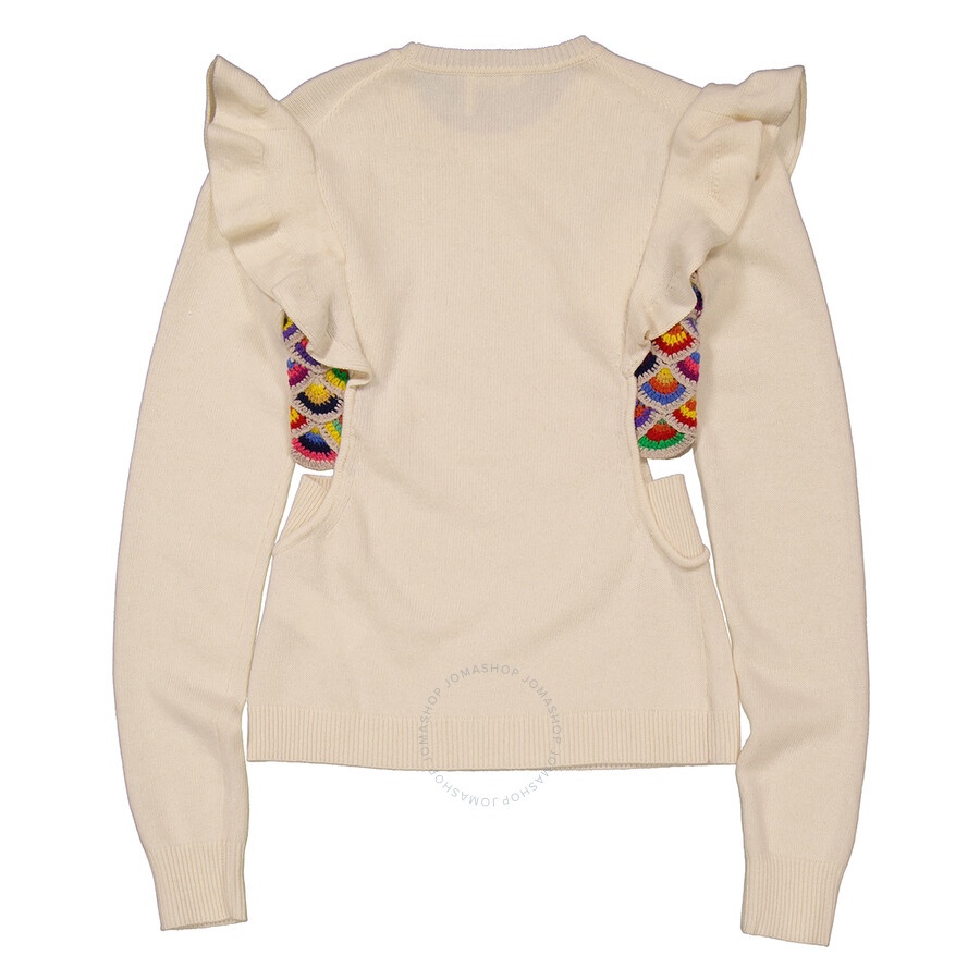 Chloe Ladies Multicolor Ruffled Crochet Sweater - 2
