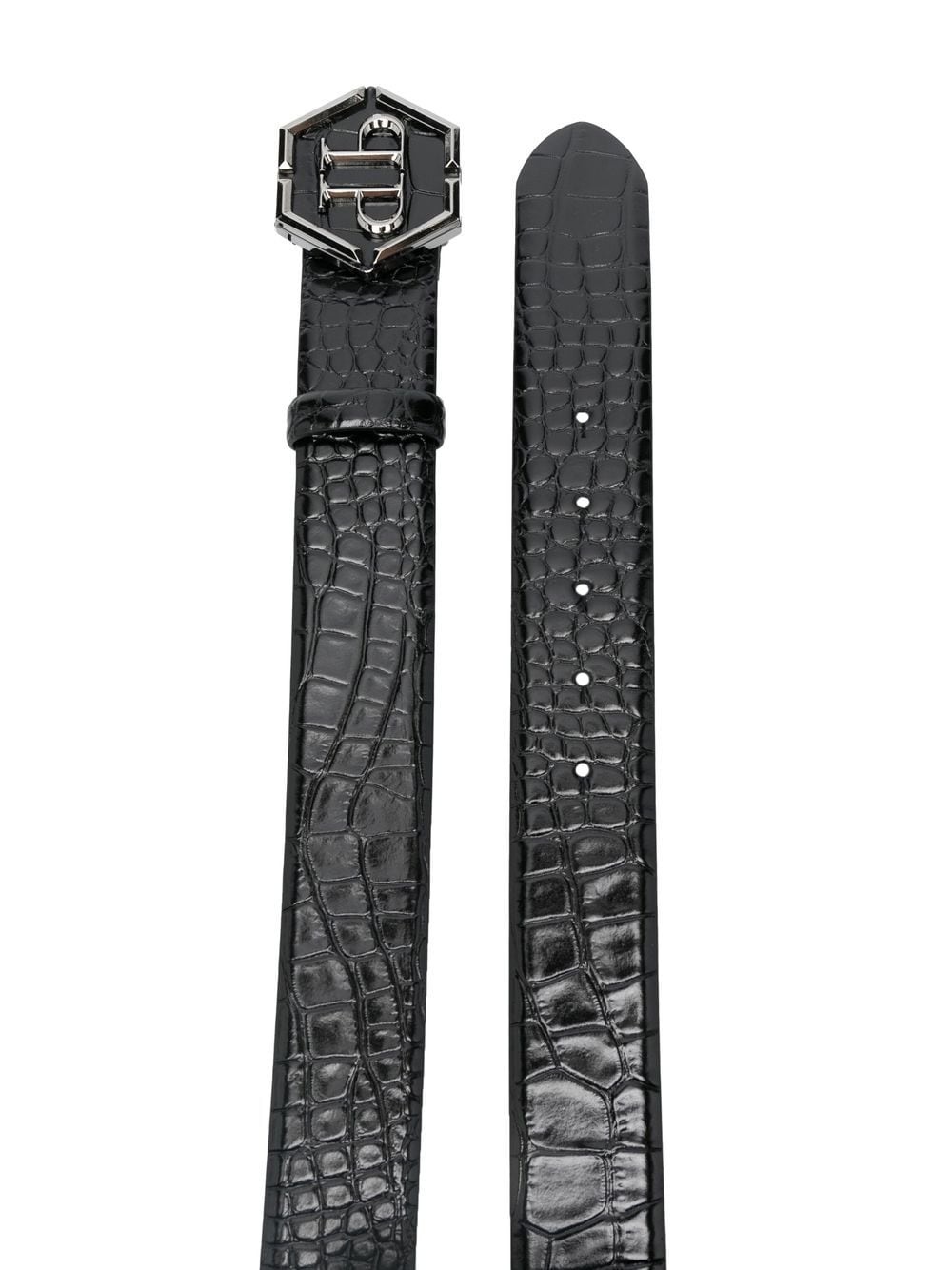 hexagon logo-buckle leather belt - 2