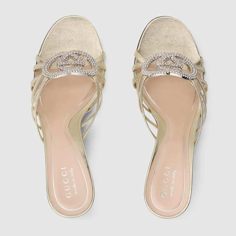 Women's slide sandal with crystal Interlocking G 6
