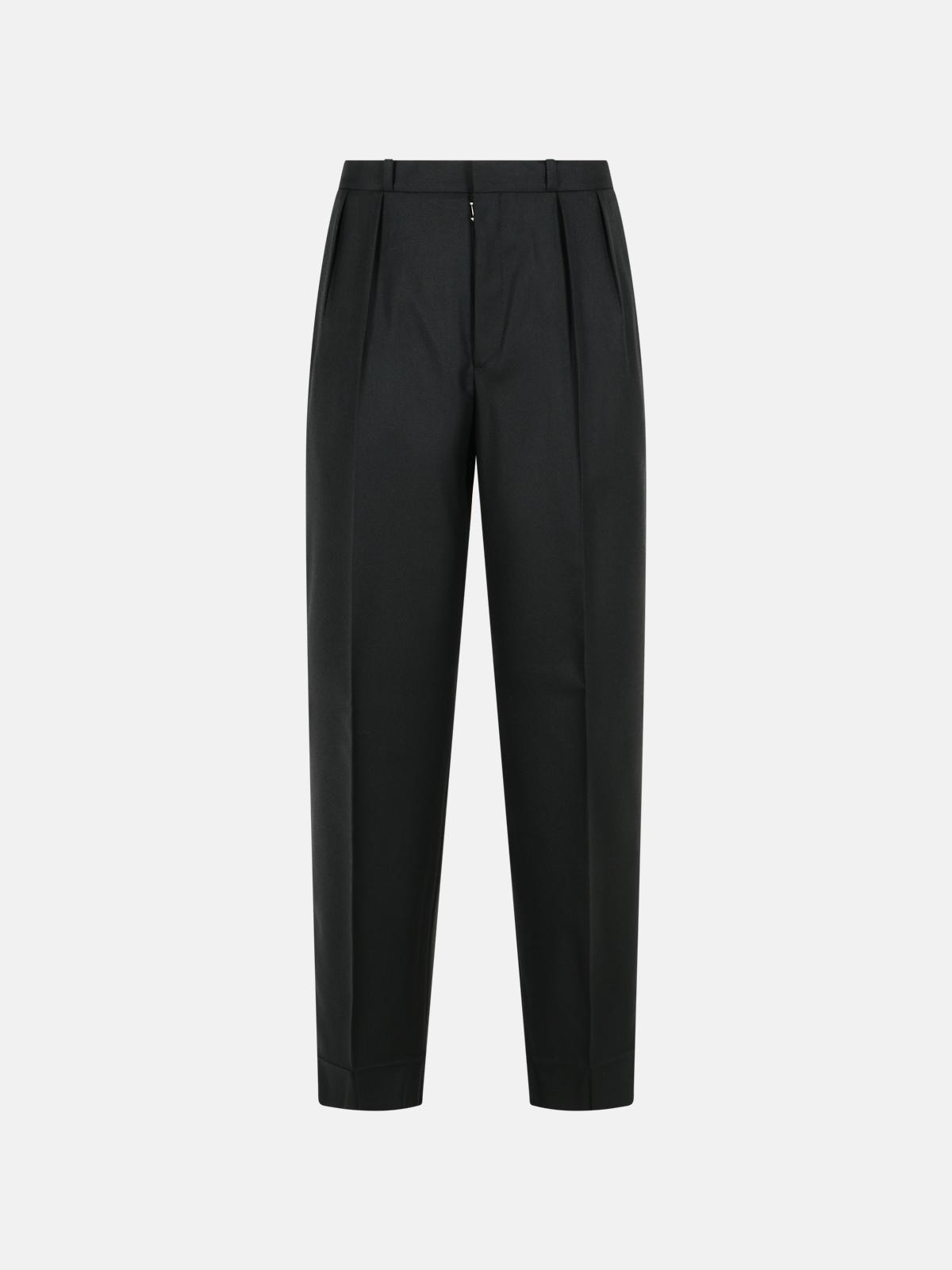 BLACK VIRGIN WOOL TROUSERS - 1