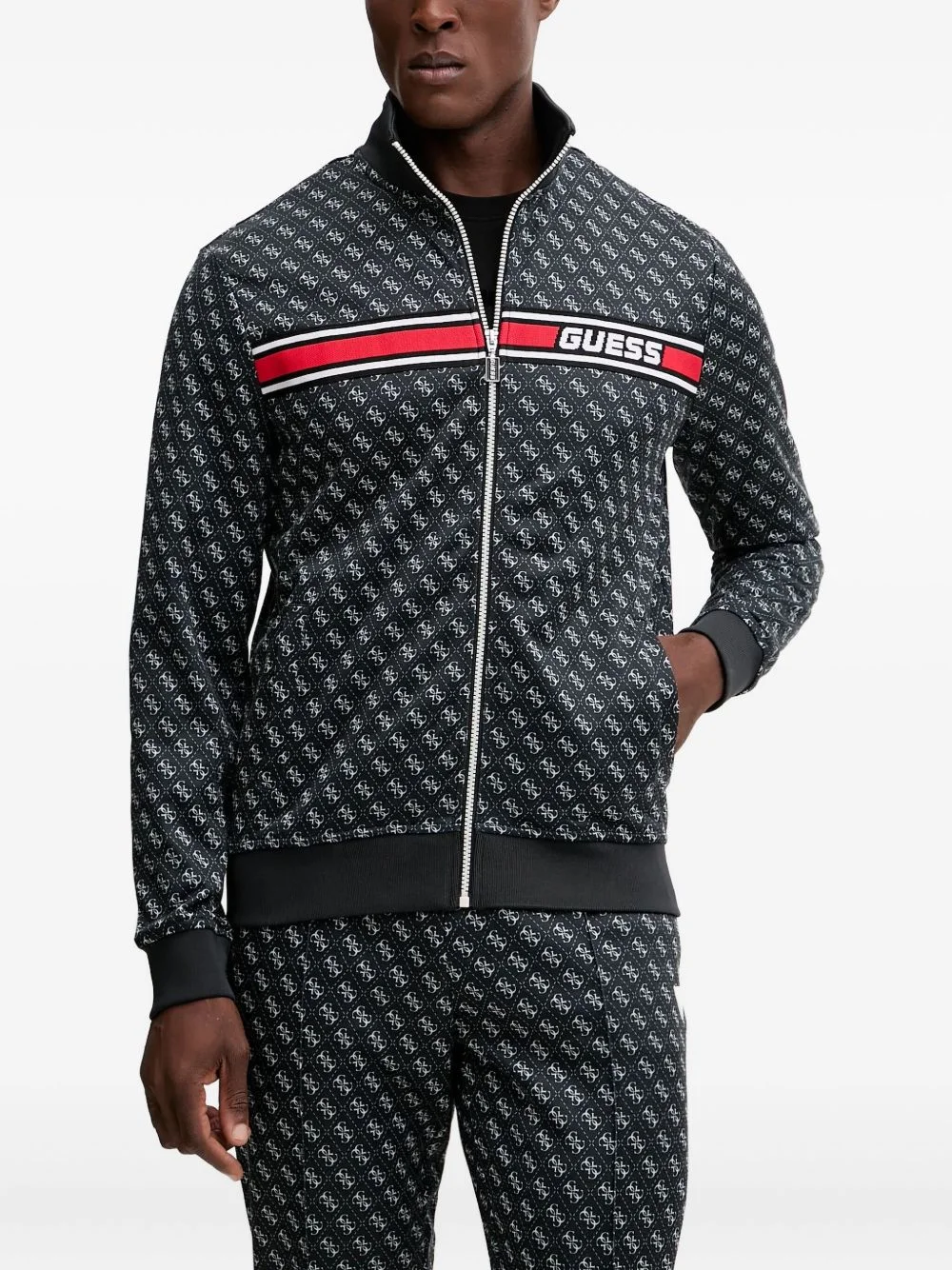 monogram-pattern zip sweatshirt - 1