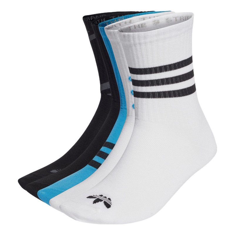 adidas originals Stripe Logo Knit Sports Mid Tops Socks Unisex 1 3 Pairs White / Black / Blue HL9290 1