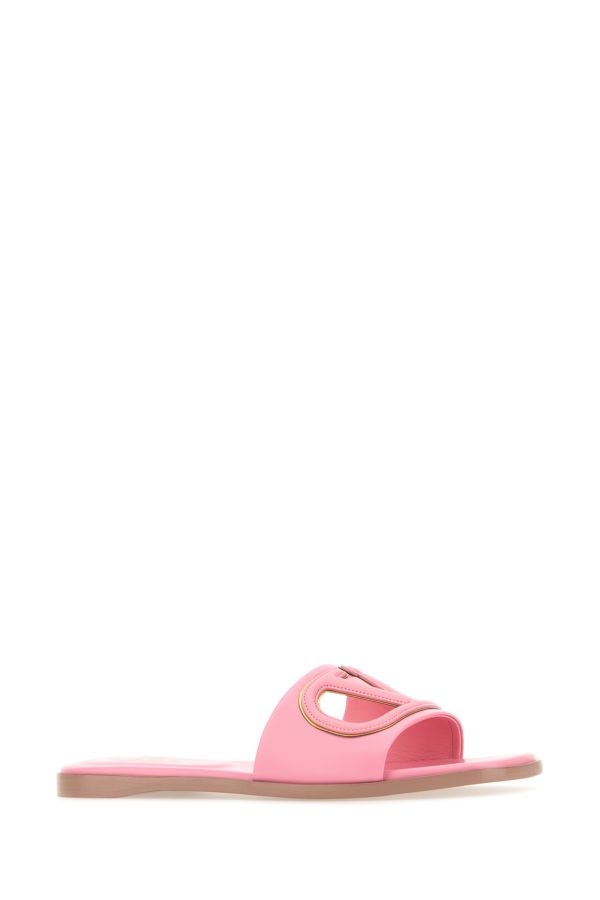Pink leather VLogo slippers - 2