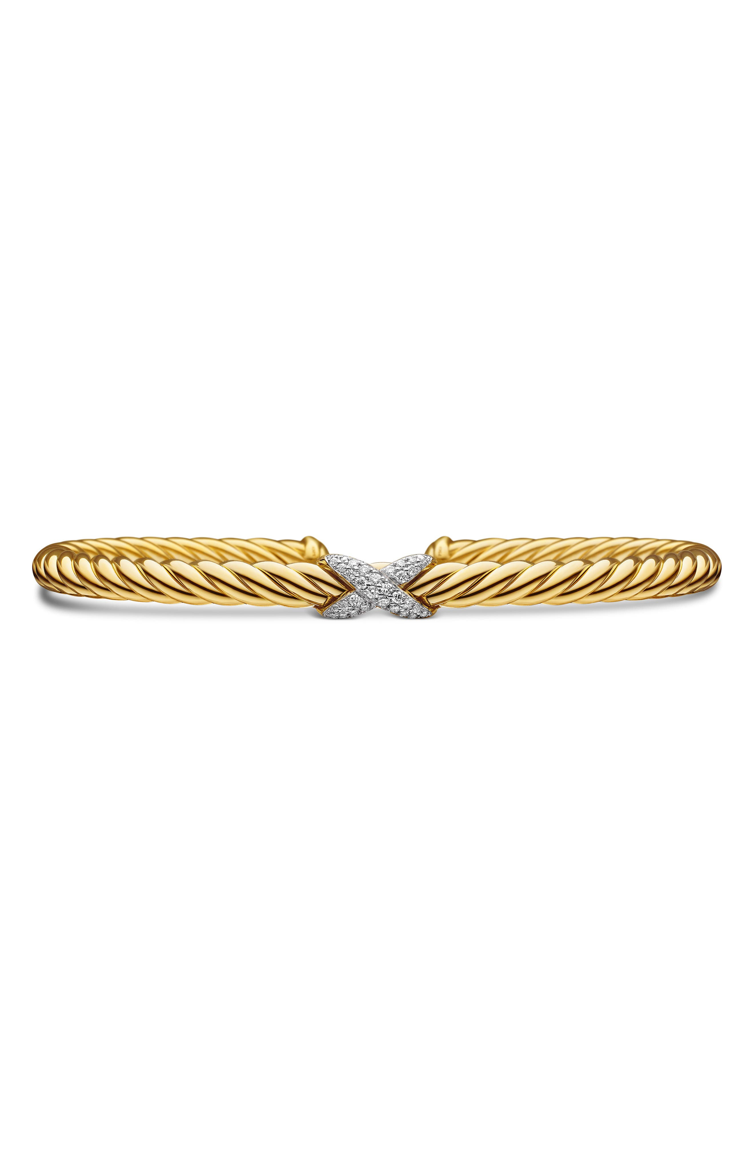 David Yurman X Cablespira® Station Bracelet in 18K Yellow Gold with Pavé Diamonds, 4mm at Nordstrom - 1