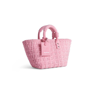 BALENCIAGA Women's Bistro Xs Basket With Strap In Sponge Fabric in Pink outlook