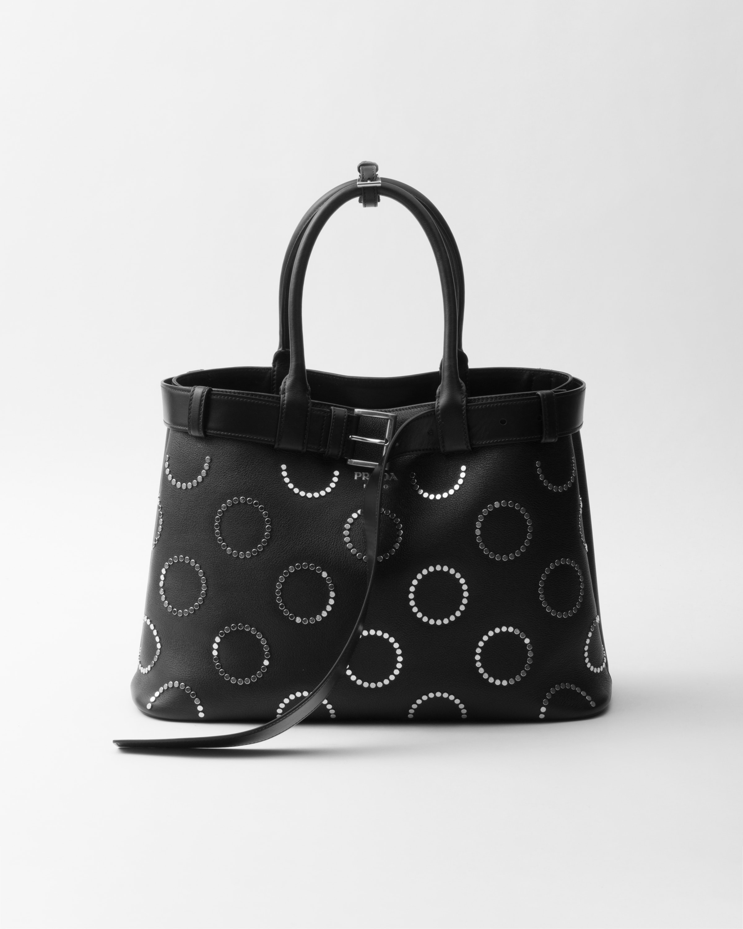 Prada Prada Buckle large leather bag with appliques REVERSIBLE