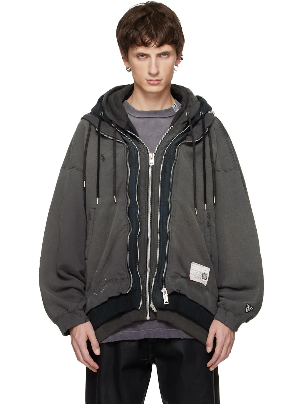 Black Triple Layered Hoodie - 1