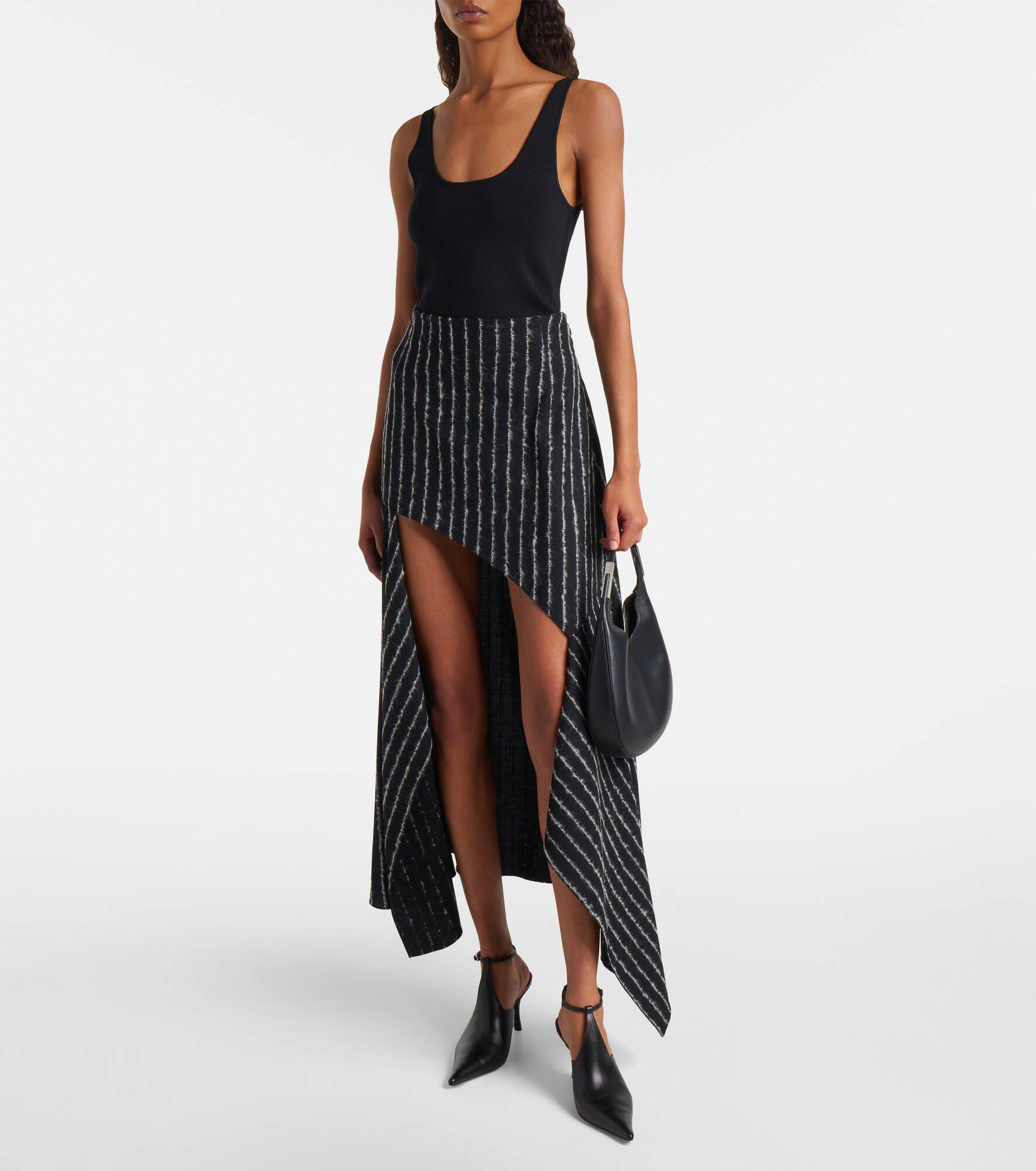 Striped asymmetric maxi skirt - 6