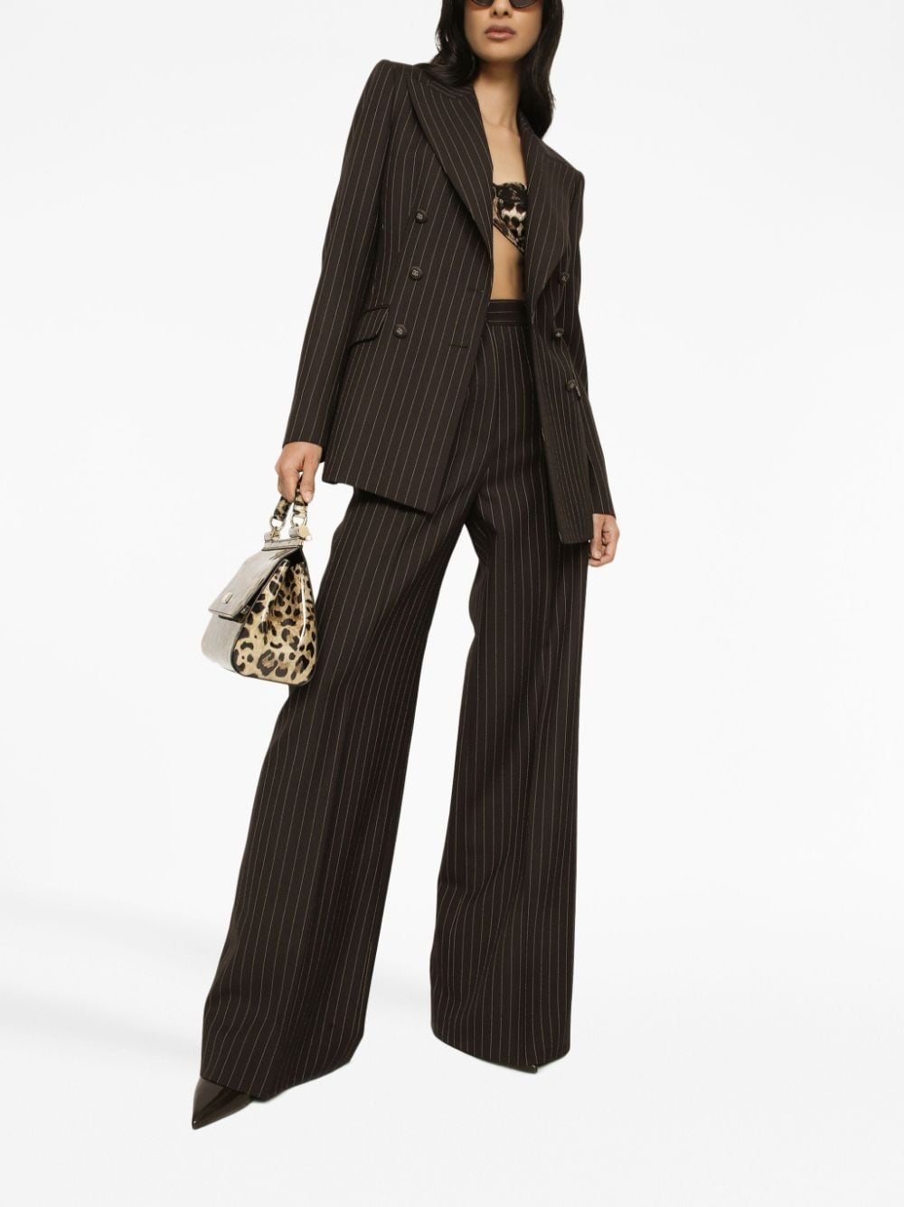 pinstripe-print high-waist wide-leg trousers - 2