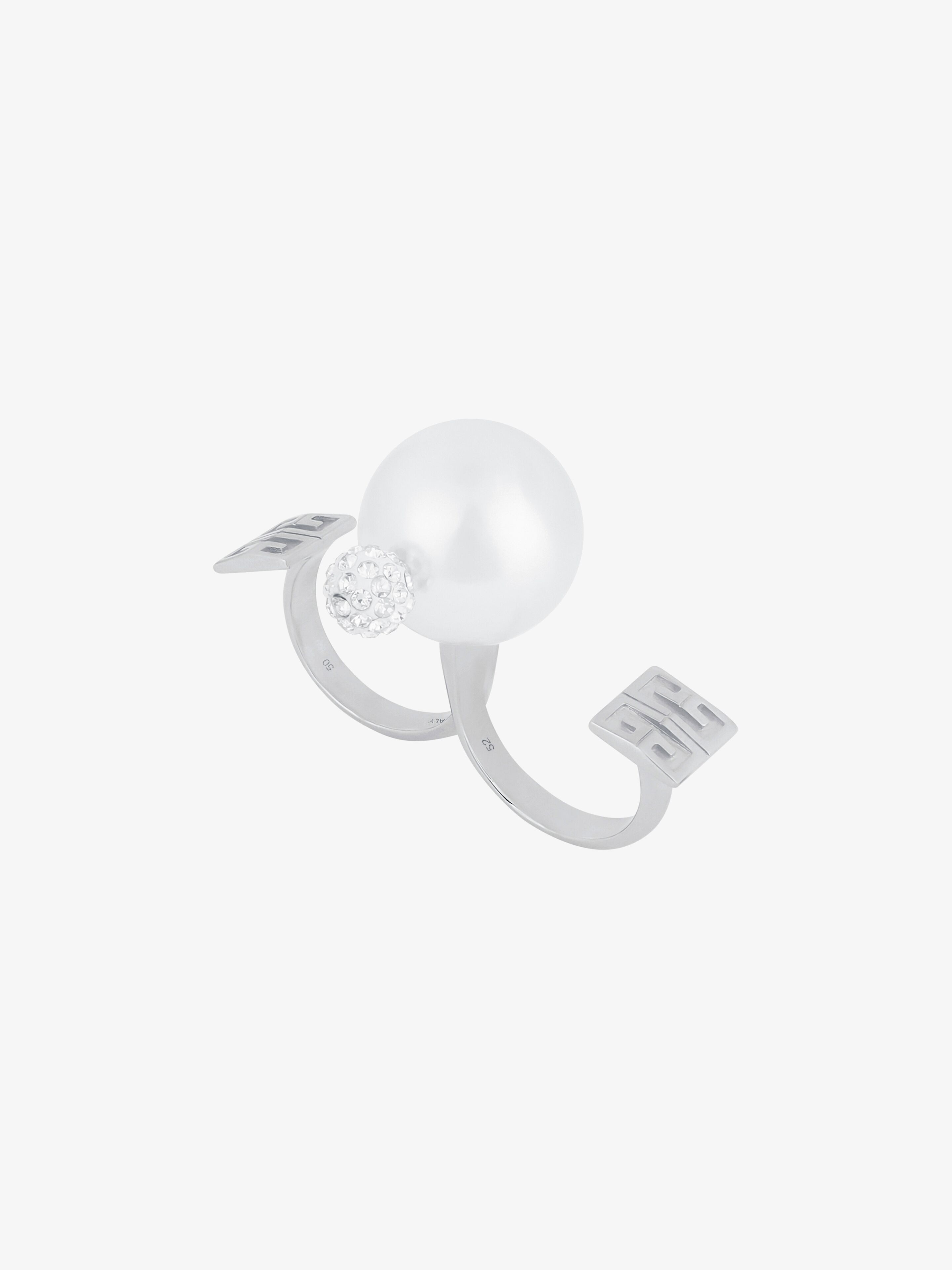 4G PEARL DOUBLE RING WITH CRYSTALS - 5