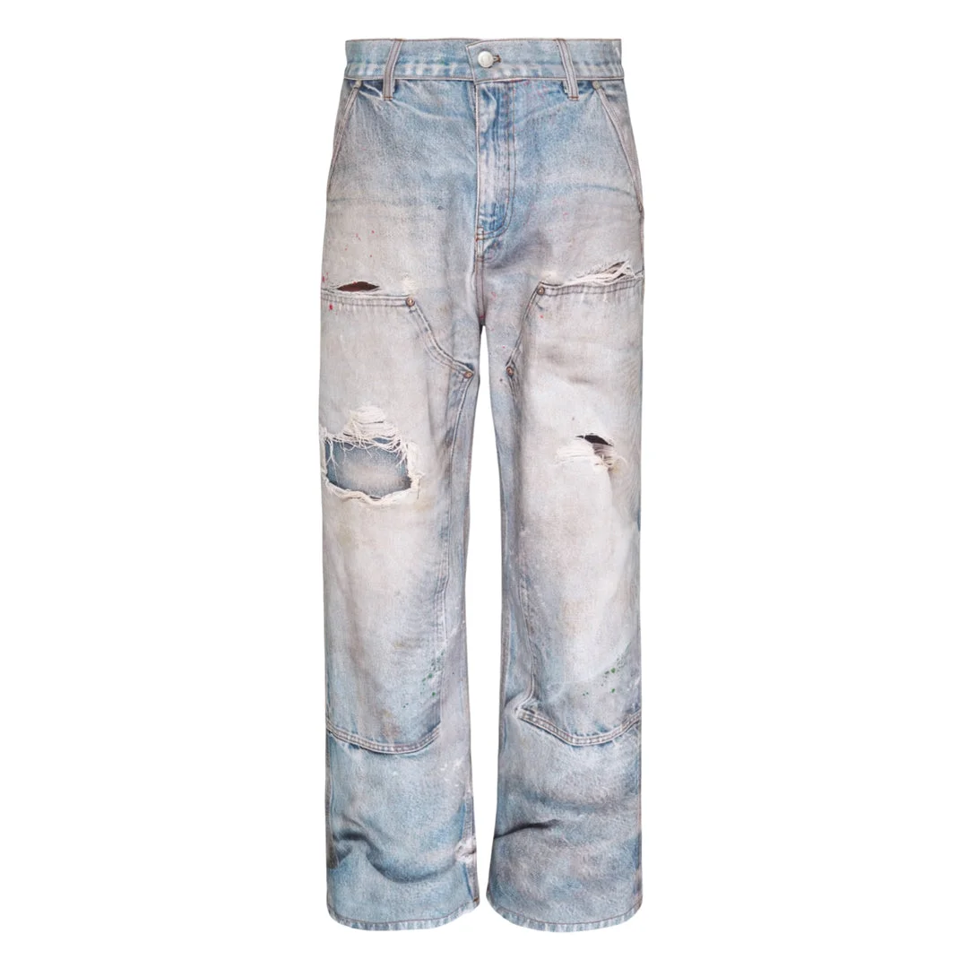 Distressed Trompe-l'Œil Carpenter Jeans - 1