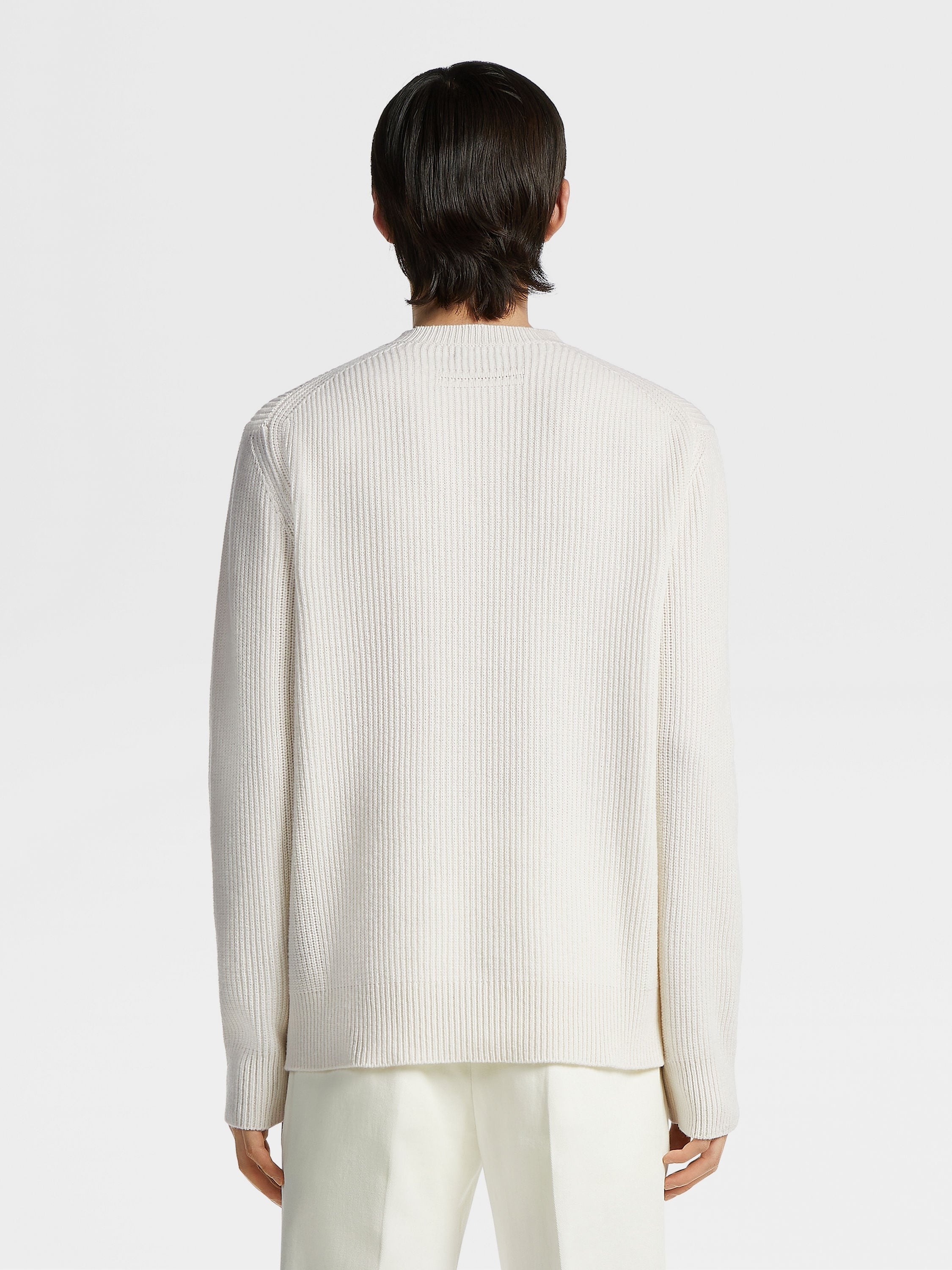 WHITE MÉLANGE OASI CASHMERE CREWNECK - 3