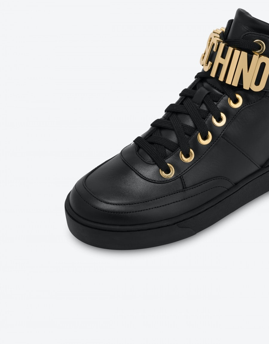 LETTERING LOGO CALFSKIN HIGH-SNEAKERS - 4