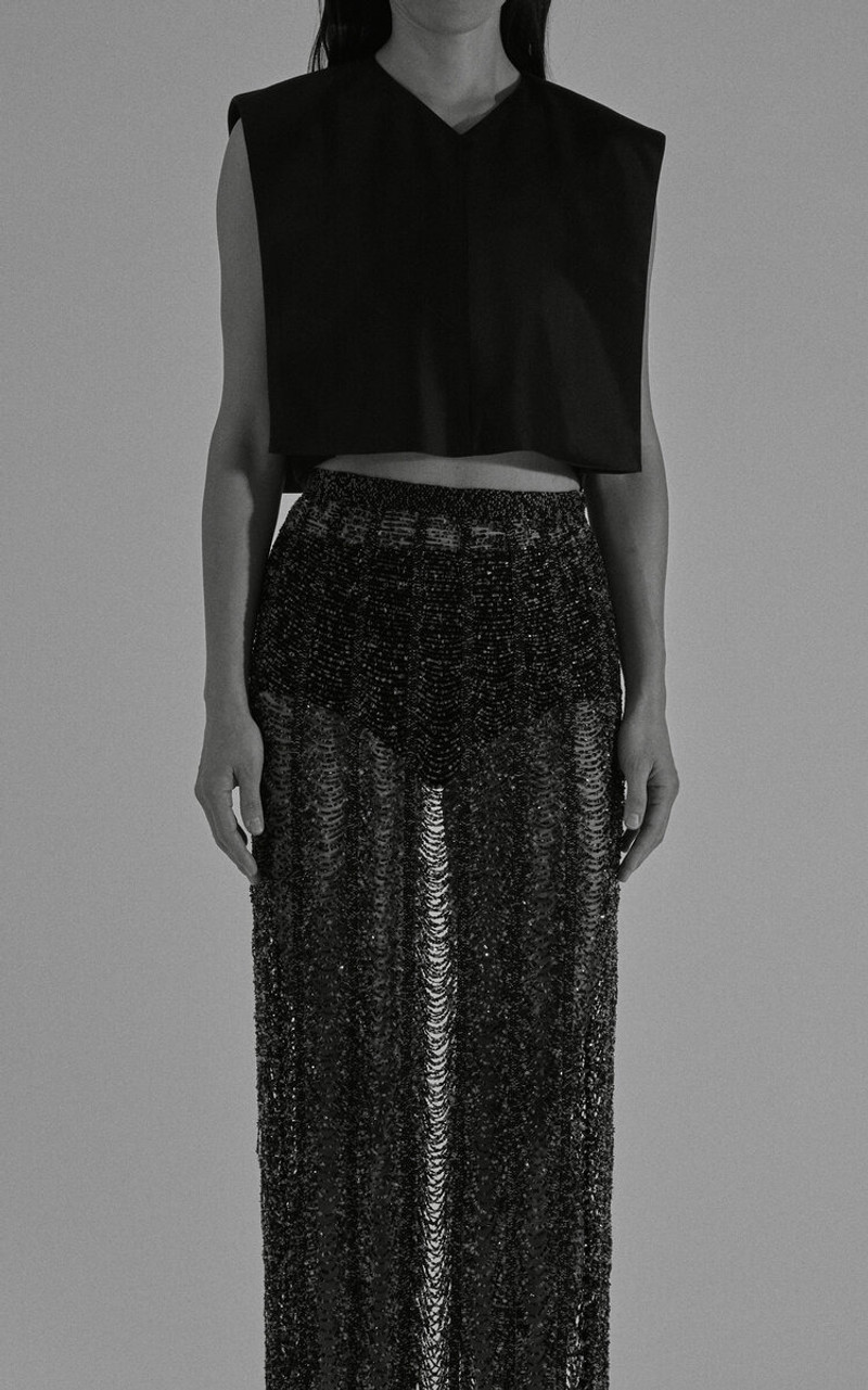HEIRLOME Gemma Cropped Silk Top black outlook