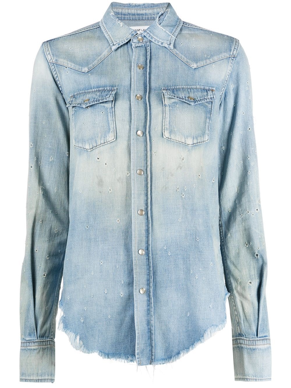 distressed denim shirt - 1