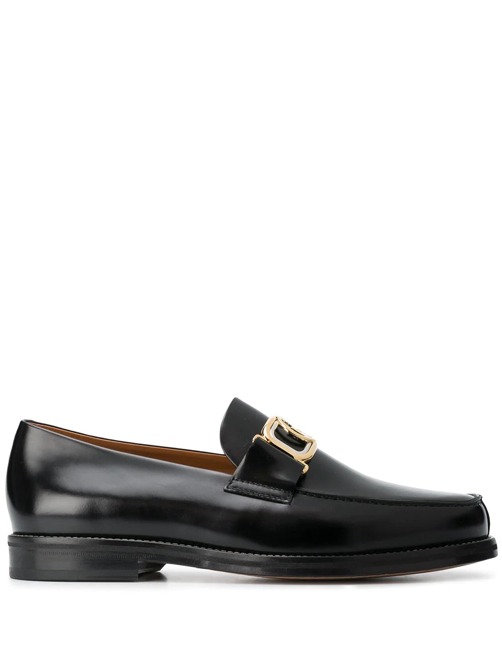 gold buckle slip-on loafers - 1