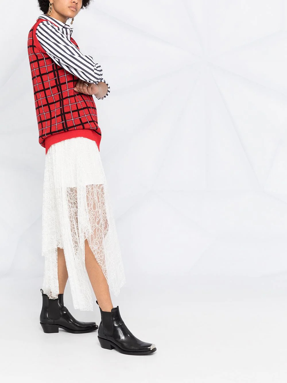 floral lace overlay skirt - 6