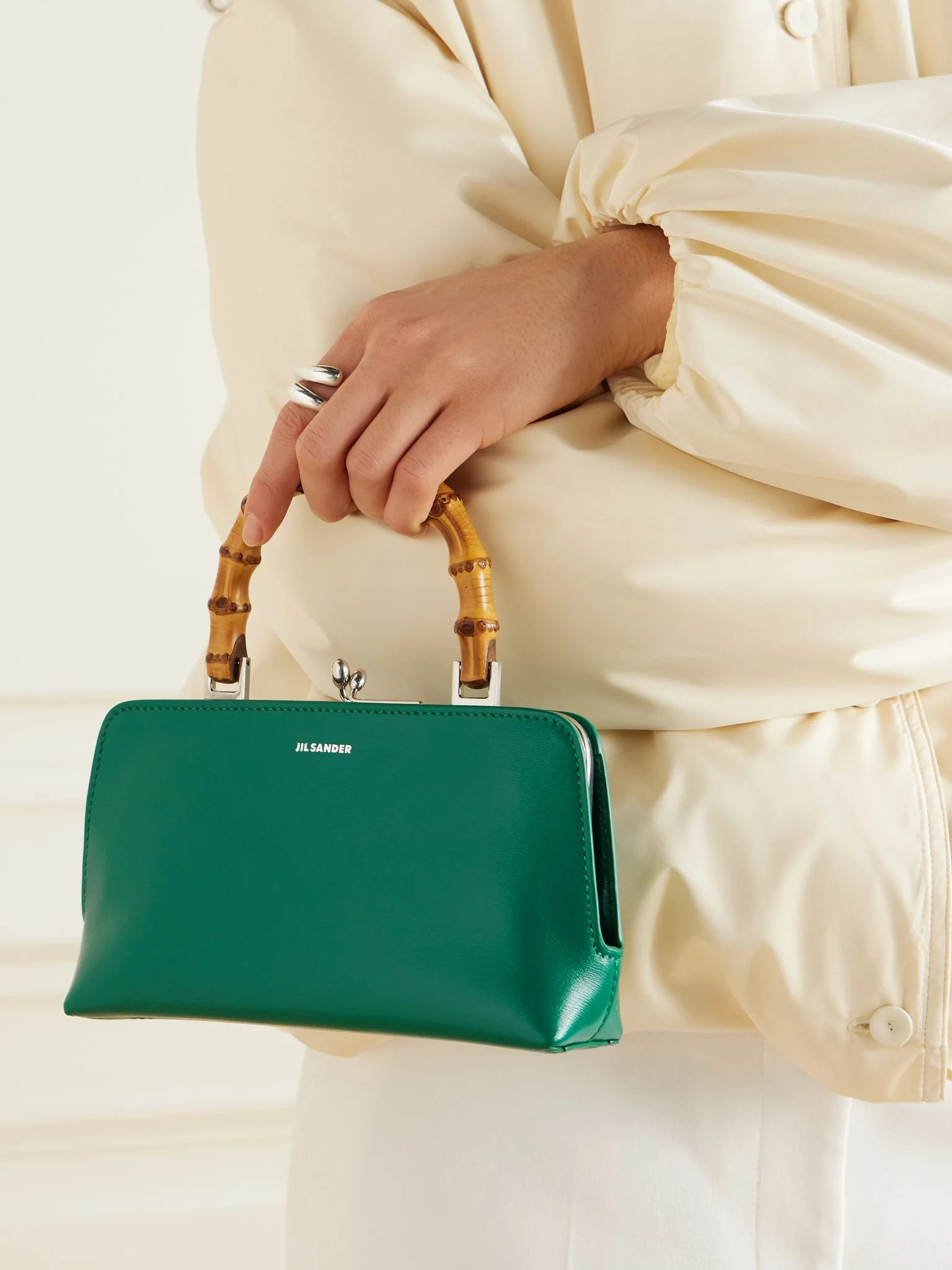バッグ JIL sander leather mini tote bag Jil Sander Mini bamboo and leather tote Green | REVERSIBLE
