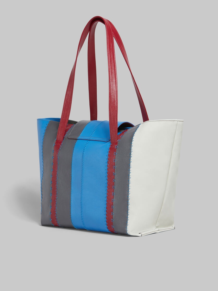 LIGHT BLUE, GREY, AND WHITE LEATHER TRUNKAROO LARGE BAG - 3