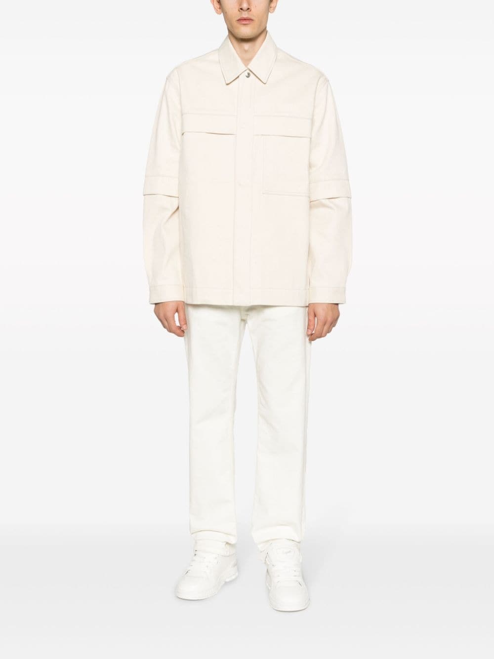 short-sleeve overlay cotton shirt jacket - 2