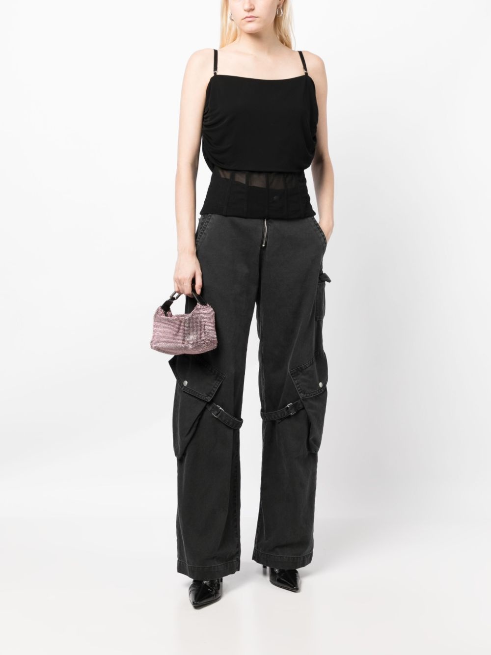 semi-sheer sleeveless top - 2
