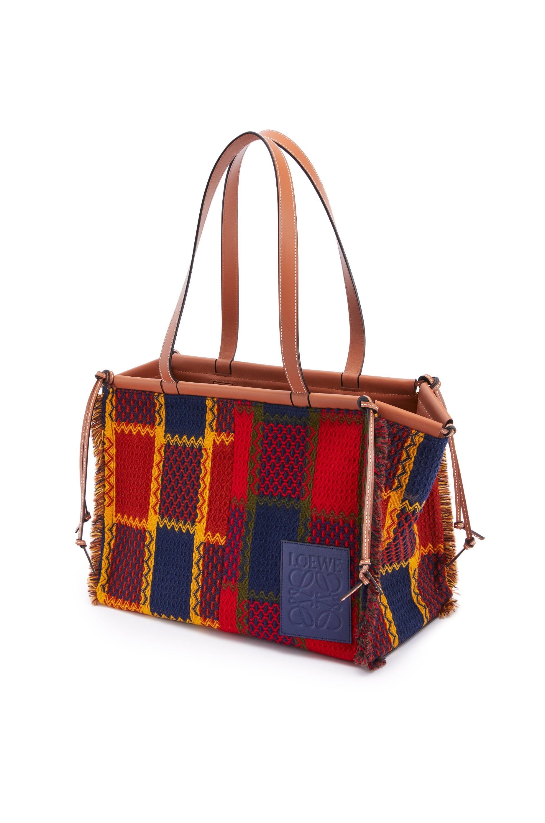 Cushion tote bag in tartan and calfskin - 2