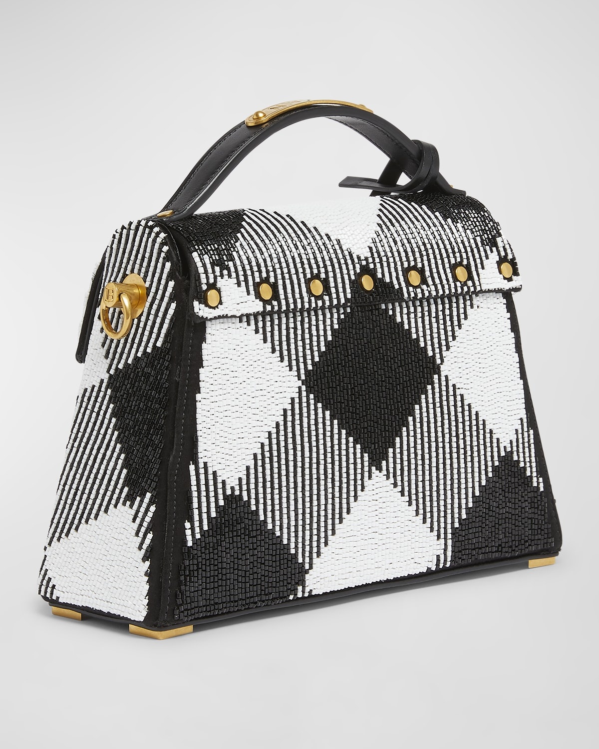 B-Buzz Dynasty Top-Handle Bag in Checkered Satin Silk - 6