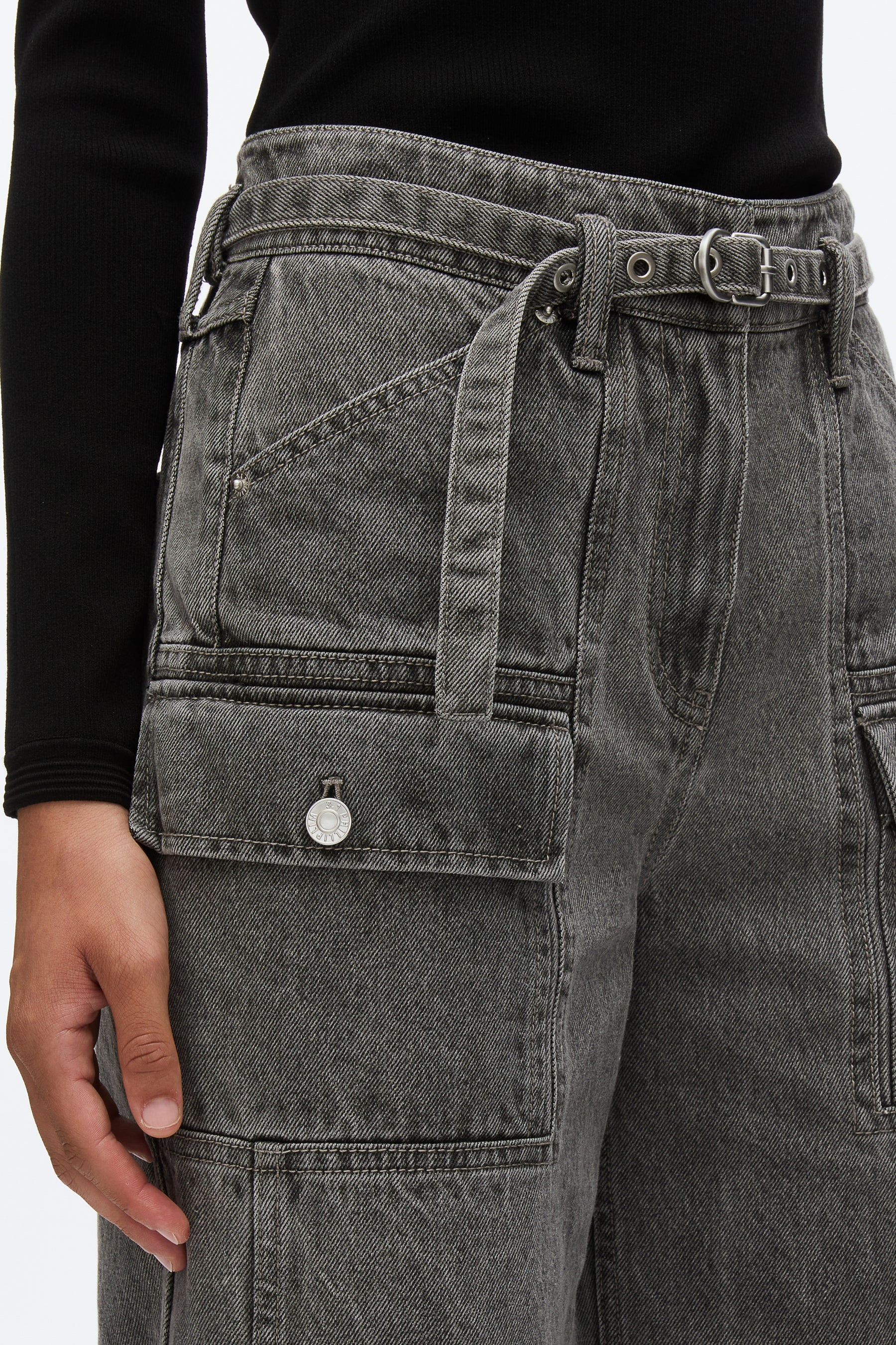 Cargo Wide Leg Belted Jeans - 5