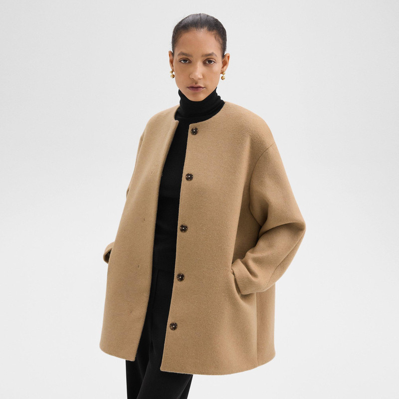 Cape Back Coat in Recycled Wool-Blend Melton 2