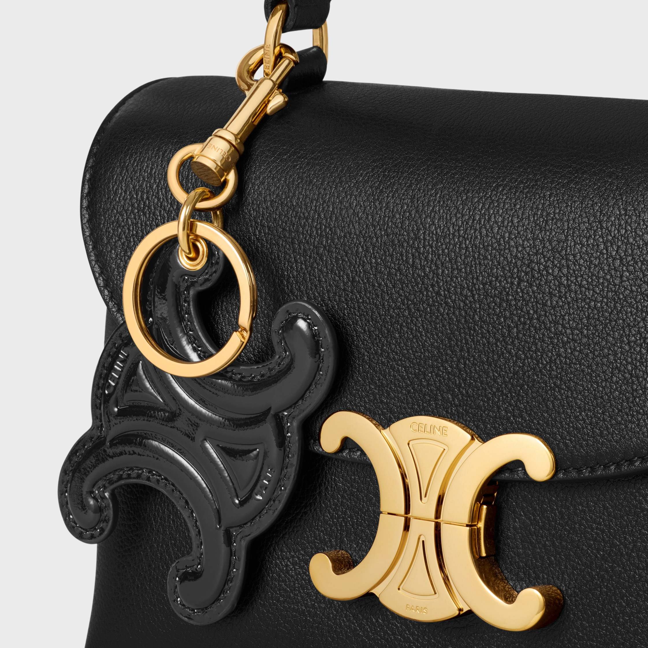 KEYRING TRIOMPHE CHARM in PATENT CALFSKIN with GOLD FINISHING - 5
