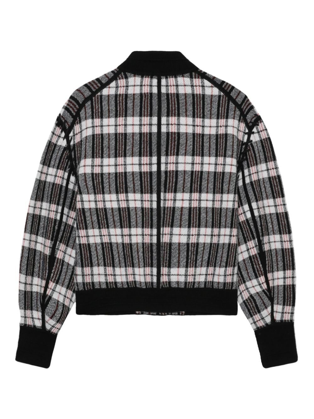check-pattern wool bomber jacket - 6