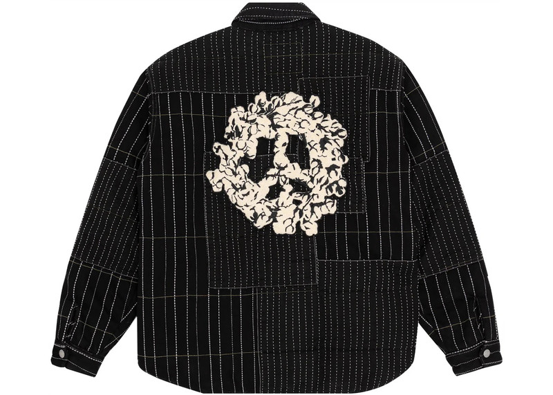 DENIM TEARS Denim Tears Peace Patchwork Padded Jacket Black outlook