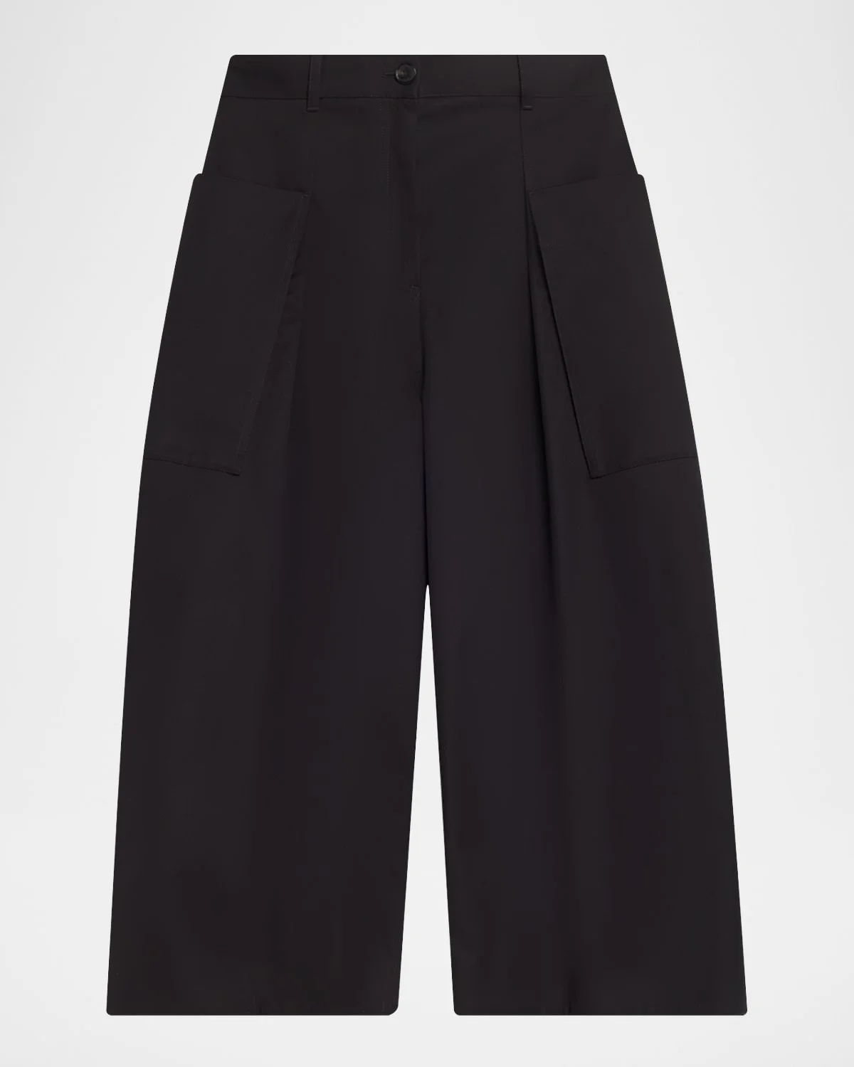 Pleated Wide-Leg Cropped Trousers - 1